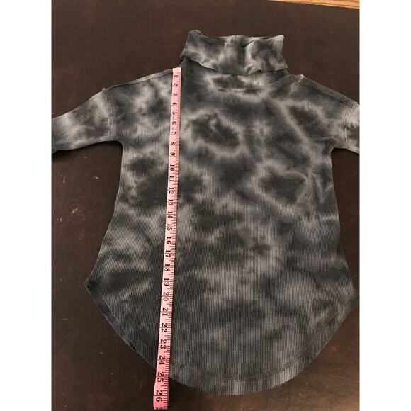 Anthropologie Maeve Ainsley Cowl Neck Gray/Black Tie Dye Thermal Top - EXSM - Picture 8 of 11